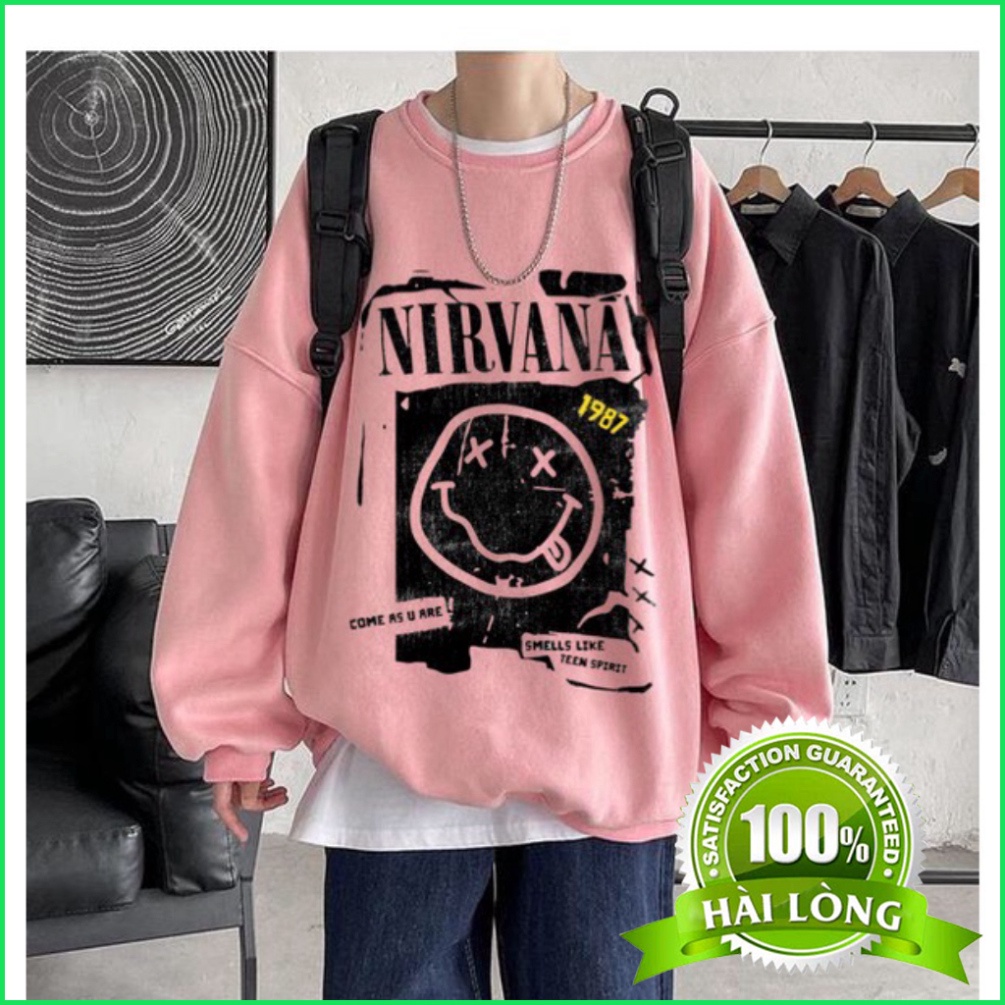 Sweater nam nữ HTSTORE Áo nỉ cổ tròn dài tay nam nữ họa tiết mặt cười vui vẻ đáng yêu dày ấm nhiều màu