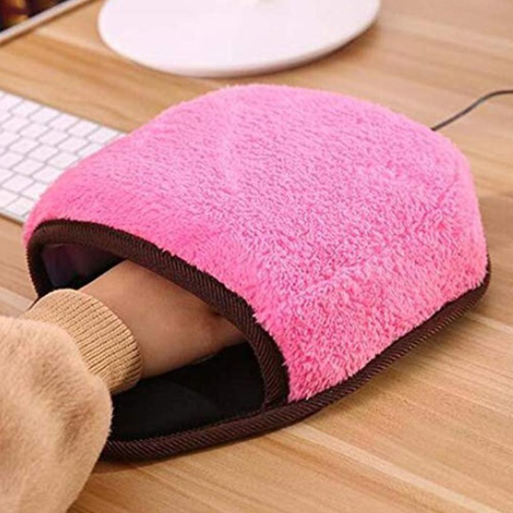 USB Heated Mouse Pad Mouse Hand Warmer with Wristguard Warm Pink Winter P5Z6