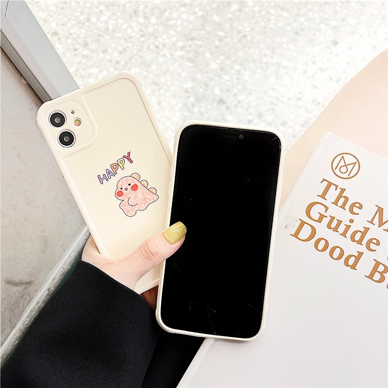 Ốp lưng iphone T-Rex happy cạnh vuông in hình viền 5/5s/6/6plus/6s/6splus/7/7plus/8/8plus/x/xs/11/12/pro/max/plus/promax | BigBuy360 - bigbuy360.vn