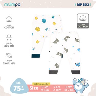 sét 2 bộ quần áo mompa cotton cho bé (0-24m)