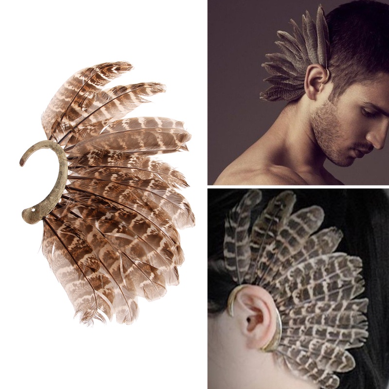 Khuyên Kẹp Vành Tai Không Xỏ Hình Lông Vũ Tự Nhiên