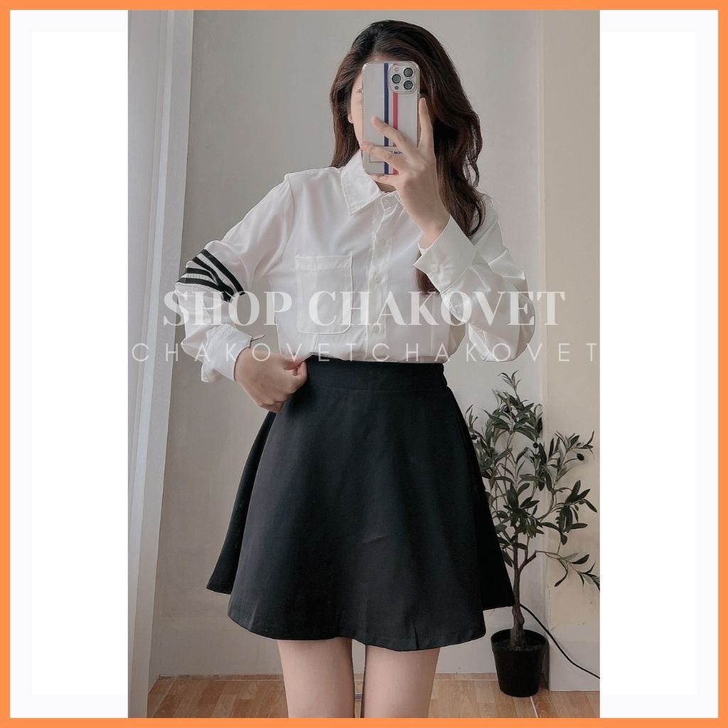 Áo sơ mi nữ lụa hàn kiểu màu trắng đẹp dài tay ulzzang vintage hàn quốc cao cấp túi ngực tay pha sọc A8161 freesize&lt;55kg