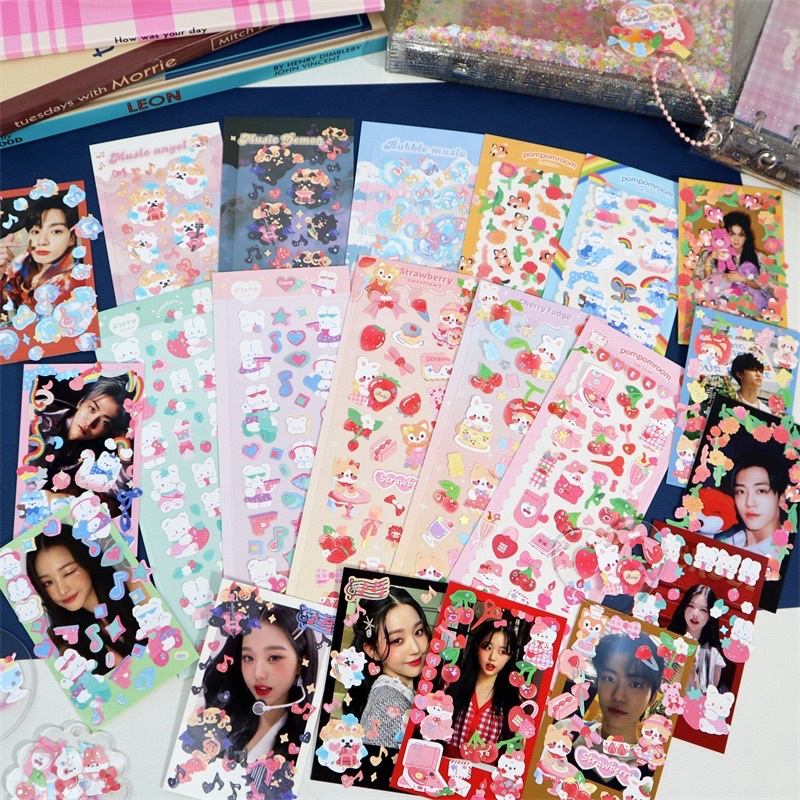 Sticker hình dán Mẫu Hàn Quốc chi tiết nhỏ lấp lánh ,trang trí Toploder , Thẻ