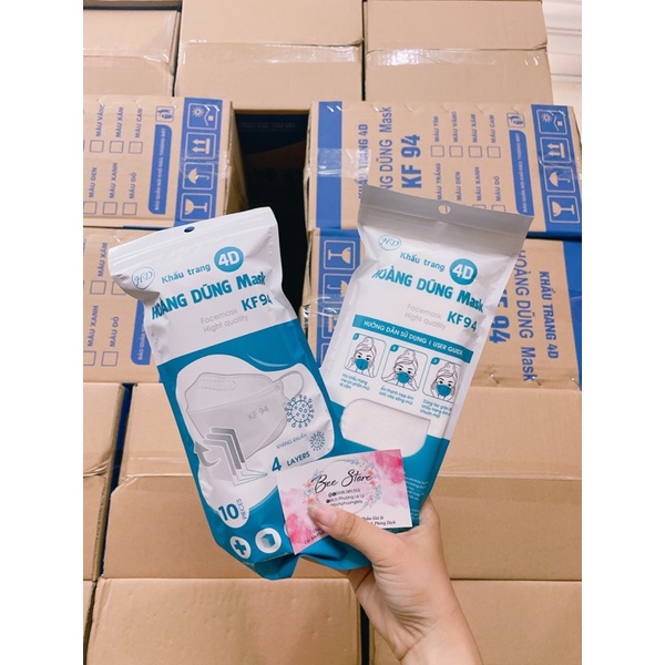 [HOẢ TỐC] THÙNG 30 Túi = 300 Cái KHẨU TRANG KF94 HOÀNG DŨNG MASK MÀU TRẮNG CHÍNH HÃNG