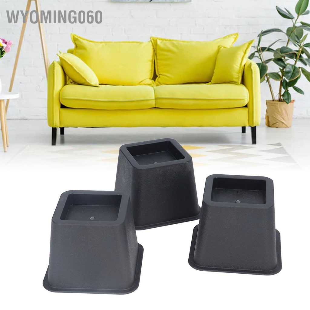 Set 6 Miếng Đệm Chân Ghế Sofa / Giường Ngủ Hình Thang 3 Inch Màu Đen