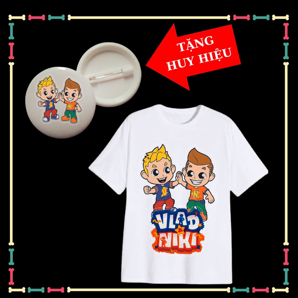 Áo phông trẻ em nhân vật hoạt hình VLAD NIKI dễ thương, TẶNG kèm huy hiêu