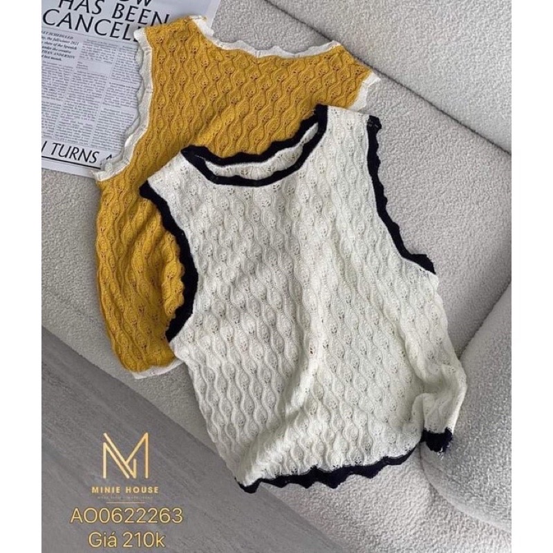 Áo len ba lỗ màu phối viền  - áo len  mongtoghi mỏng mát