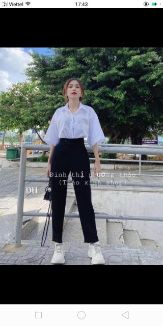 áo sơ mi trắng tay lỡ form rộng  bassic form rộng, hàng bao đẹp, có size size nhỏ, size s | BigBuy360 - bigbuy360.vn