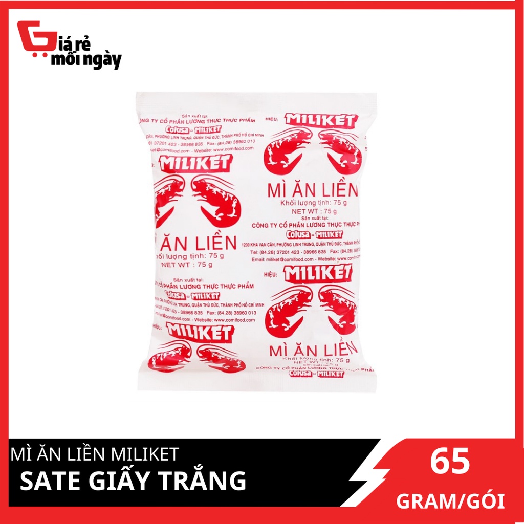 Mì ăn liền Miliket sate giấy trắng 65g/gói