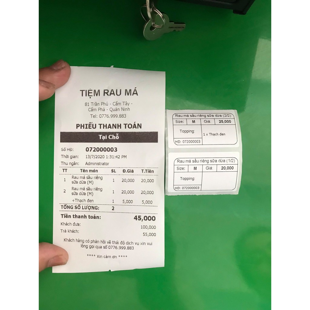 Giấy in tem trà chanh, trà sữa size tem 3*5cm cuộn 30m | BigBuy360 - bigbuy360.vn