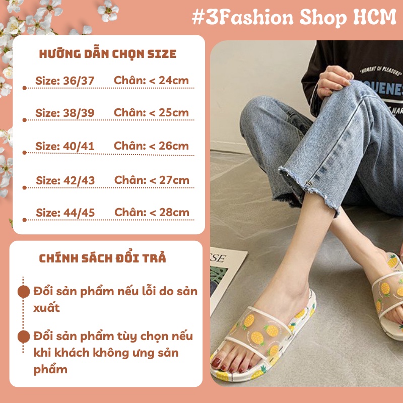 Dép Nhựa Nữ Quai Ngang Thời Trang Nhựa Cao Cấp Họa Tiết Trái Cây Êm Nhẹ Chống Nước - 3238