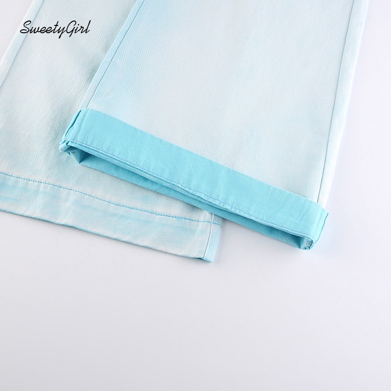 Quần Jeans Ống Rộng Lưng Thấp Màu Gradient Thời Trang Cho Nữ 2022