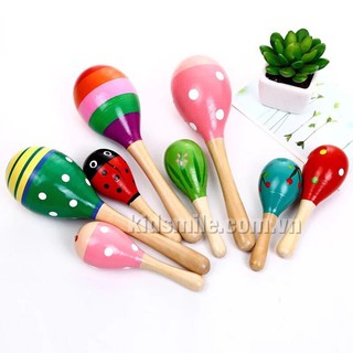 [ LOẠI 20CM] Đồ Chơi Âm Nhạc Maracas Lắc Tay Bằng Gỗ Size Lớn Kích Thích Và Phát Triển Thính Giác Cho Bé