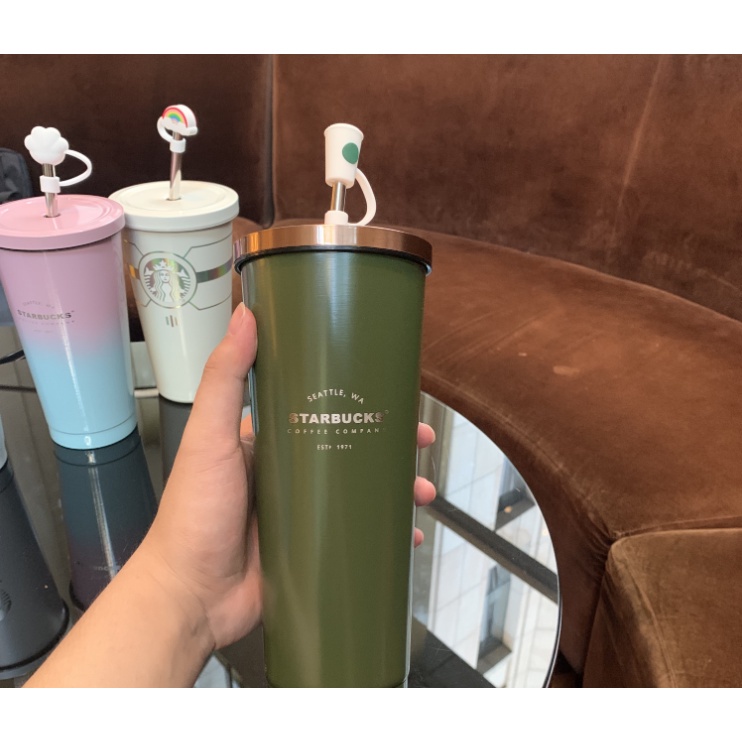 Nắp Đậy Ống Hút Bằng Silicon Chống Bụi Hình Starbucks Sáng Tạo