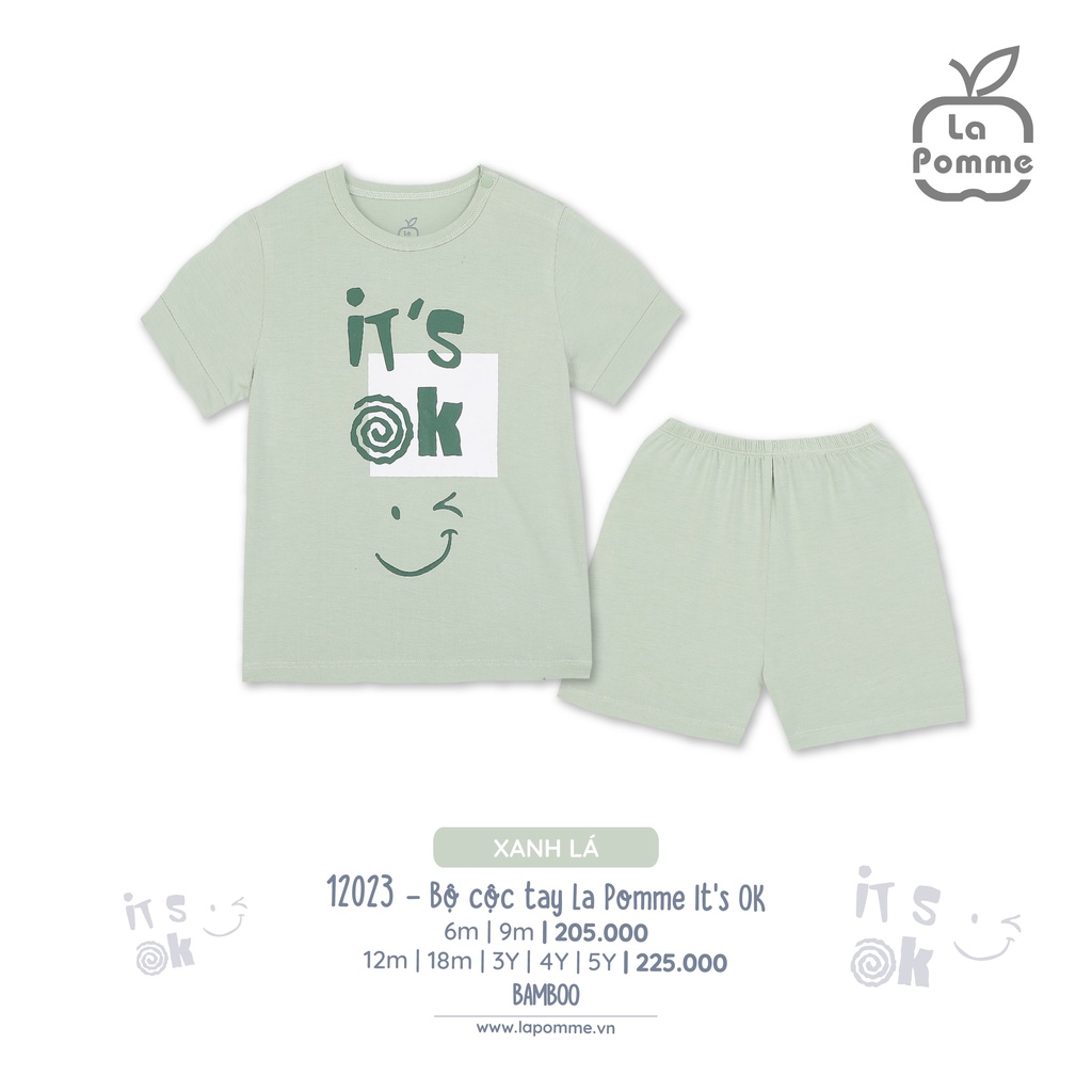 SS12023 Lapomme- Bộ cộc tay bé trai bé gái Lapomme It is Ok