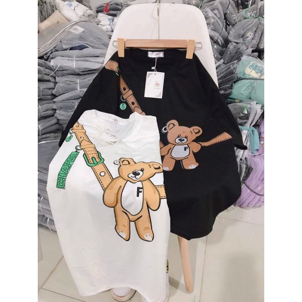 [SIÊU SALE] Áo Thun Tay Lỡ Nam Nữ, Áo Thun Gấu Đeo Túi Form Rộng( kèm ảnh thật)