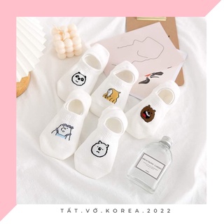 Tất nữ thấp cổ, vớ nữ lười nửa bàn chân ba chú gấu we bare bear phong cách hàn quốc dễ thương