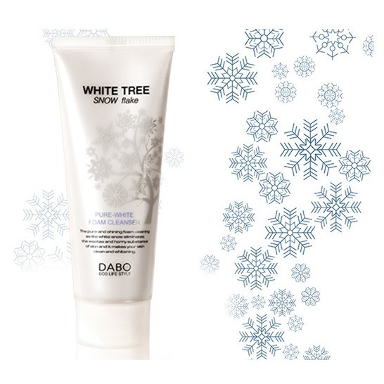 Sữa rửa mặt trắng da tuyết trắng DABO White Free Snow Flake  Hàn Quốc 150ml/Tuýp Và 1 gói tẩy da chết Beauskin 3ml/gói