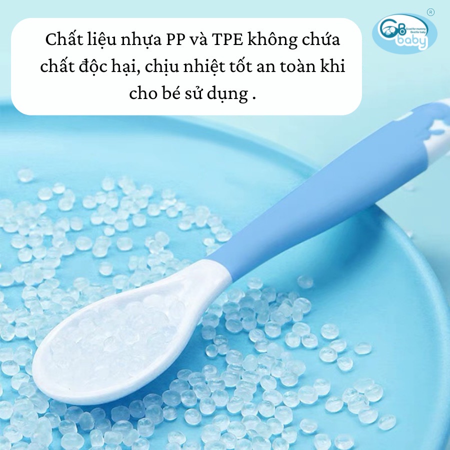 Bộ Thìa Dĩa Ăn Dặm Uốn Cong Gb-Baby cho bé tập xúc hình dễ thương