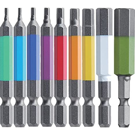 Vỉ 9 mũi vít lục giác 65mm loại tốt đầu 1.5-2-2.5-3-4-5-6-8-10mm hãng Anex Nhật Bản