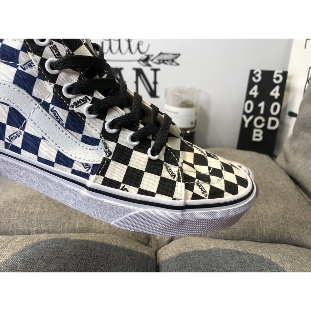  Vans Sk8-Hi Classic Yellow, White, Blue Black Checkerboard ERA High-Top Casual Couple Canvas Shoes 35-44