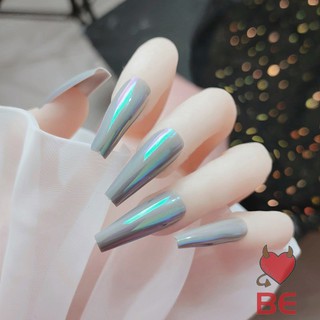 YADORNOS Set móng tay giả dài màu aurora có thể gắn dành cho nữ