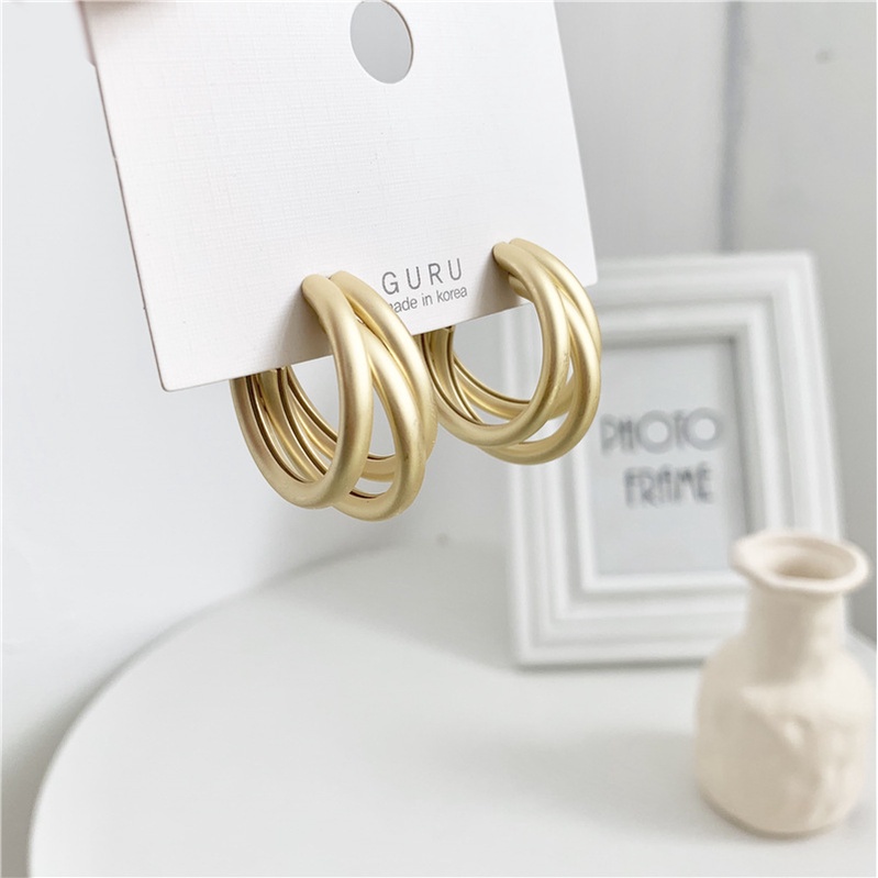 925 silver plated multi-layer simple Korean style earrings for women
