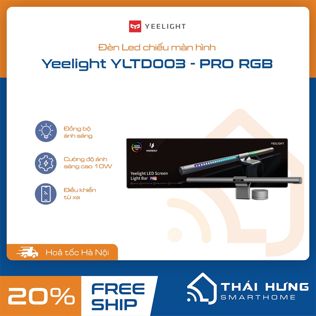 Đèn treo màn hình Yeelight Pro YLTD003 - Bảo vệ mắt - Điều chỉnh màu RGB - Hỗ trợ Razer Chroma, bh 1 năm.