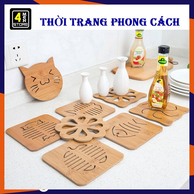 [ Giá Sỉ ] Miếng Lót Nồi Cách Nhiệt Gỗ Ép Hình Ngộ Nghĩnh - Miếng Gỗ Lót Nồi Thú Vị Décor Chịu Nhiệt Tốt