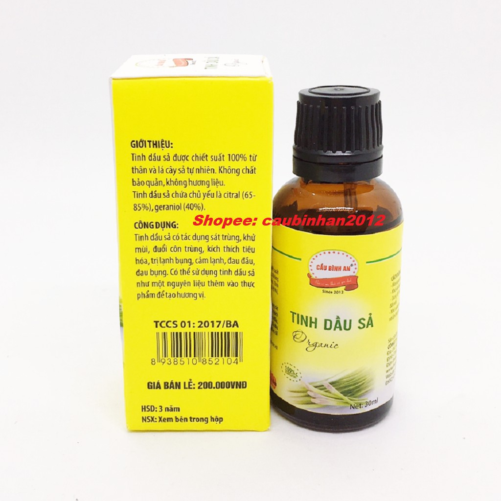 Tinh Dầu Sả Cầu Bình An Chai 30ml Nguyên Chất 100%