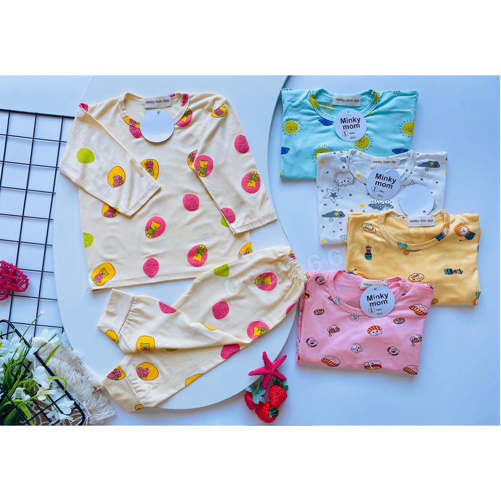 Bộ dài tay bé trai/ bé gái Minky Mom in Họa tiết ngộ nghĩnh  size 3-18kg