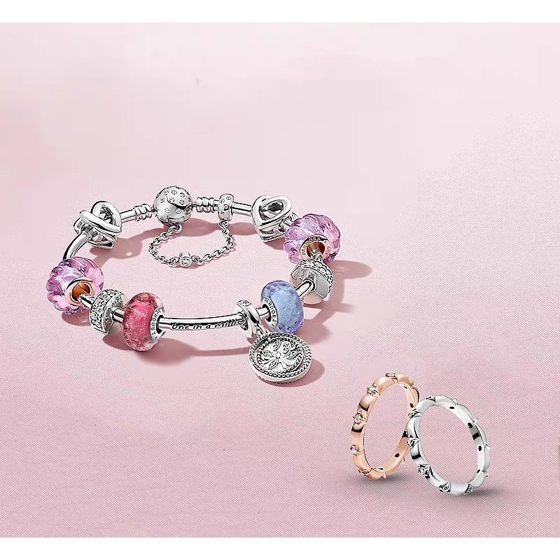 charm pan thuỷ tinh hoa nổi bạc s925 cao cấp