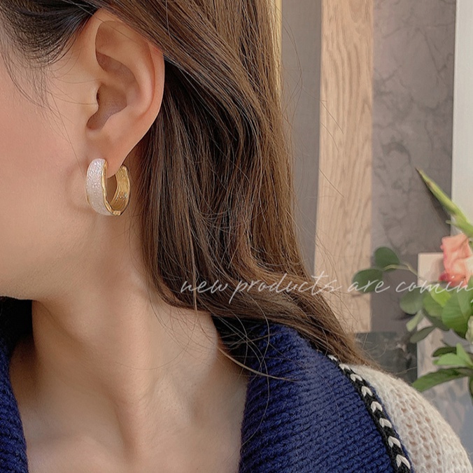 Bông Tai Mạ Bạc 925 Hình Chữ C Phong Cách Retro Hàn Quốc Thời Trang
