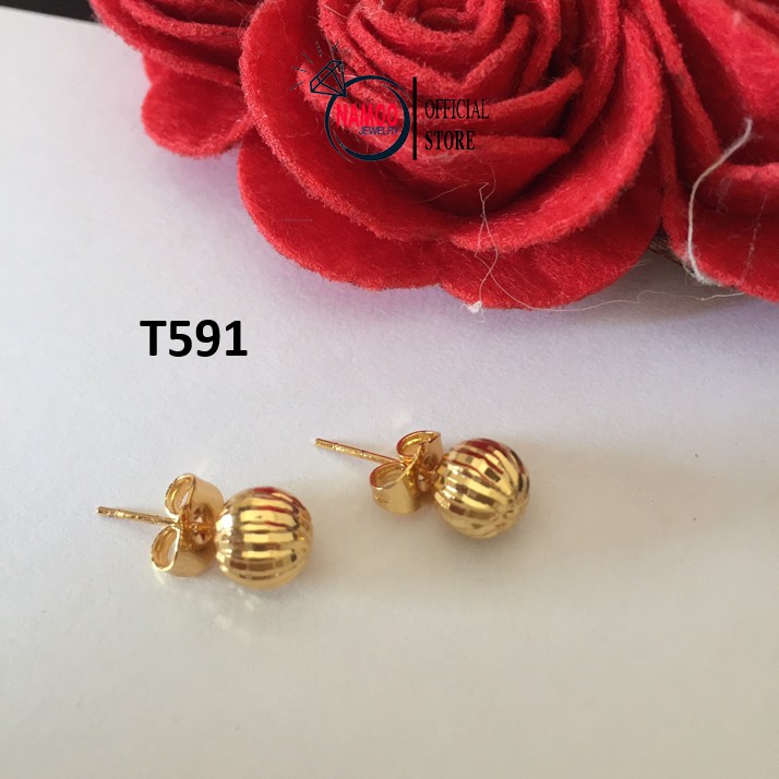 Bông tai Hạt Bi nút bướm T591 NaMoo Jewelry