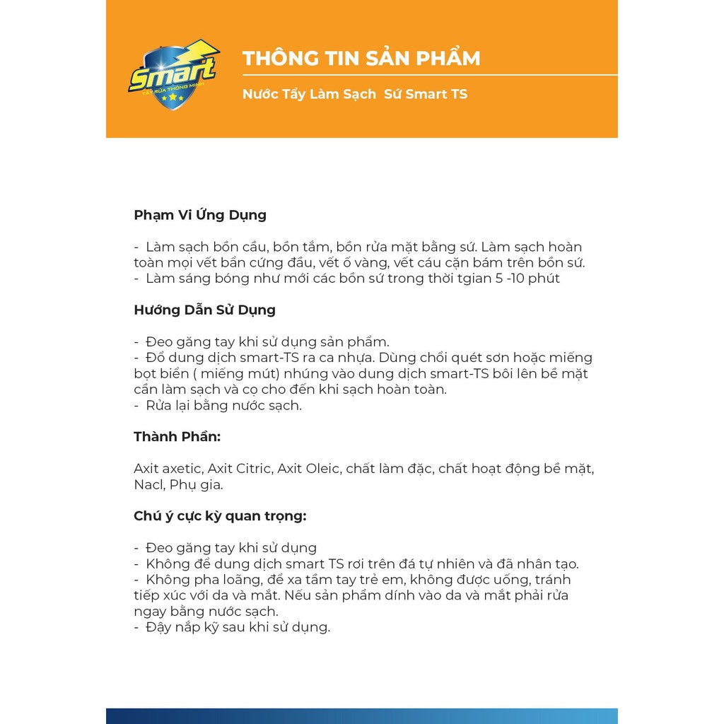 SMART TS: Tẩy men sứ siêu nhanh, siêu sạch