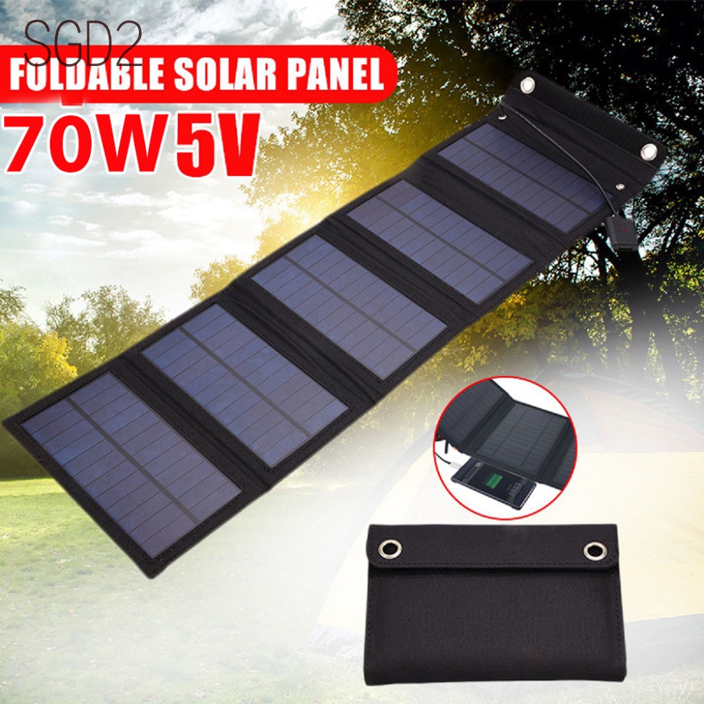 Tấm Pin Năng Lượng Mặt Trời 70w Có Thể Gấp Gọn Chống Thấm Nước Sạc Điện Thoại Di Động