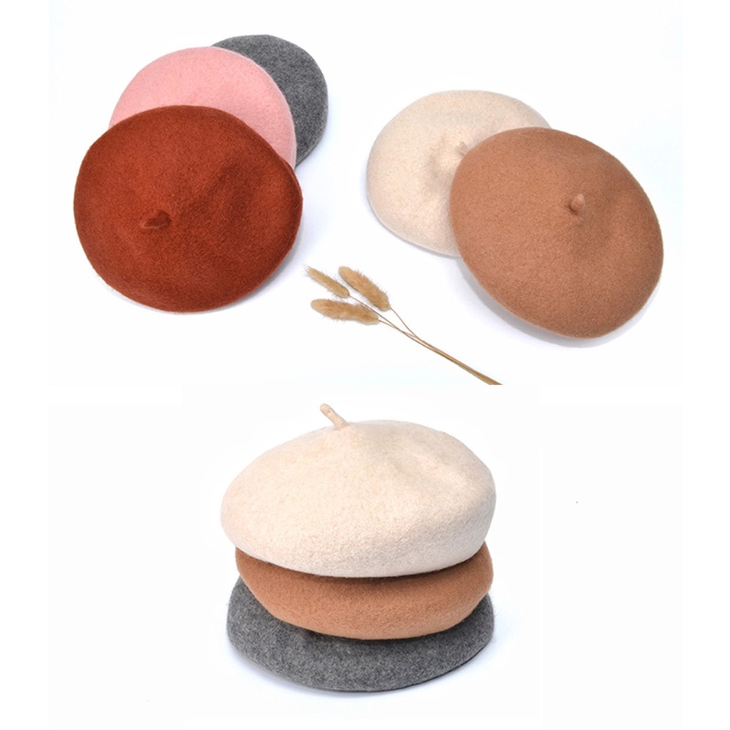 Nón Beret Màu Sắc Trơn Cổ Điển Cho Bé Gái