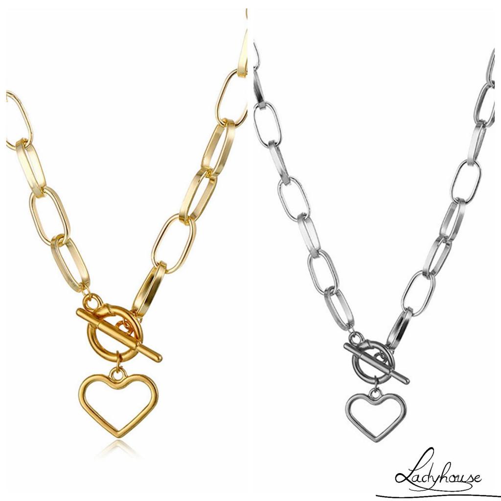 Vòng cổ choker màu vàng/bạc mặt hình trái tim cổ điển cho cặp đôi