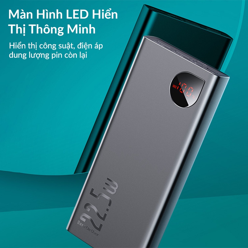 Pin Sạc Dự Phòng 20000mah Chính Hãng Baseus Adaman Metal Digital Display Quick Charge 22.5w Njoyshop