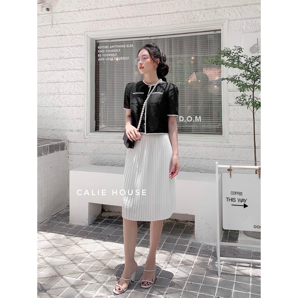 Áo tơ croptop viền dây phối thời trang công sở Calie House A287 | BigBuy360 - bigbuy360.vn