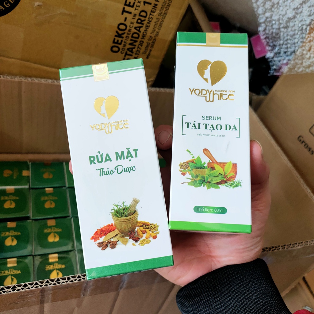 Combo Tái Tạo Da Phương Anh Yody White Gồm Serum Tái Tạo Da Và Bột Rửa Mặt Chính Hãng