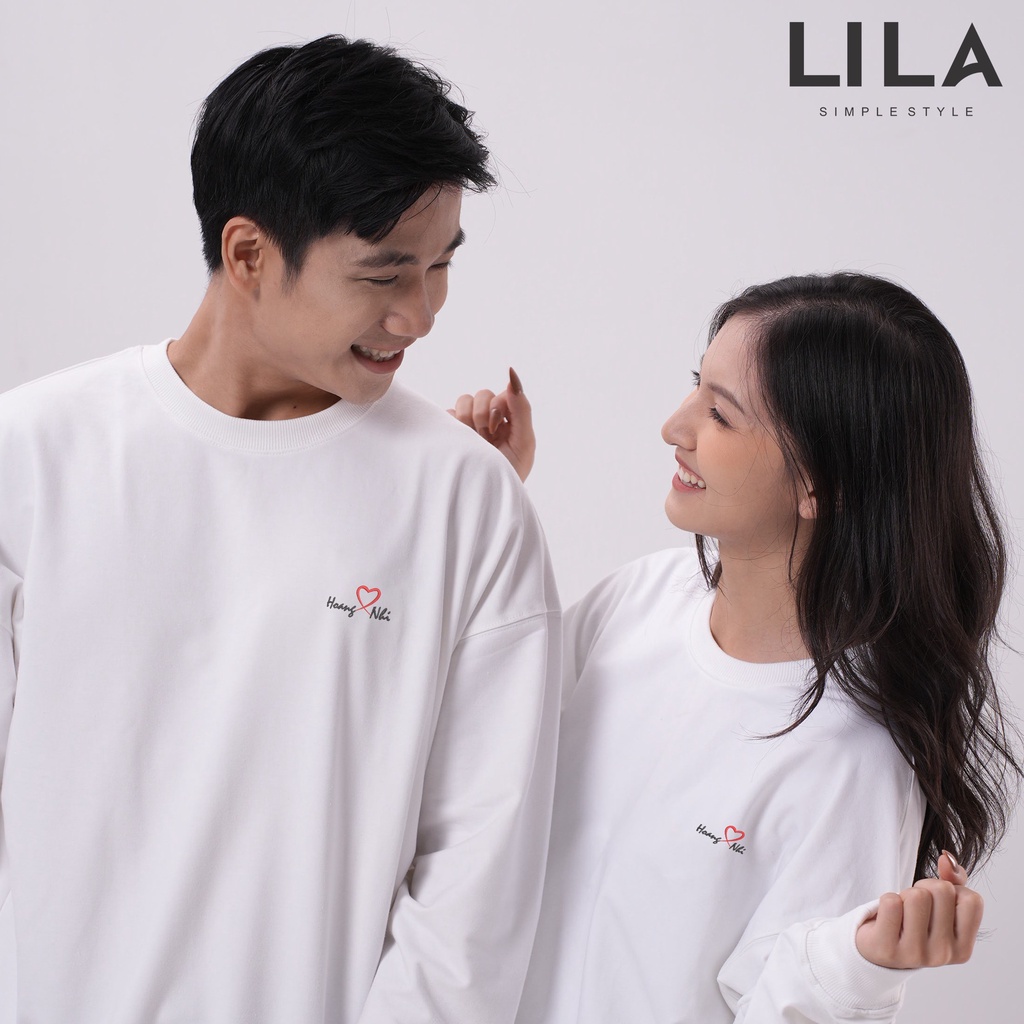 Áo SWEATER đôi nam nữ THÊU TÊN yêu cầu thời trang trẻ trung chất VẢI NỈ co dãn form rộng - LILA