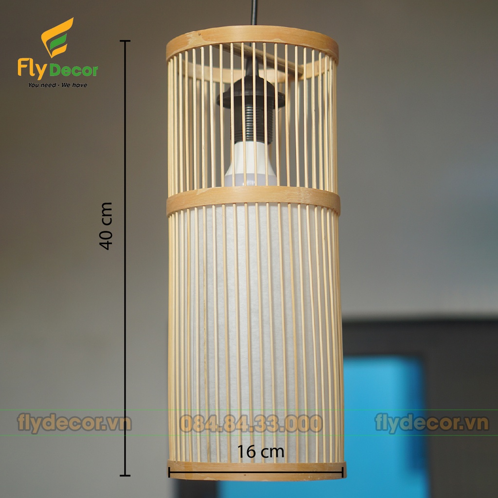 Đèn mây tre đan trang trí nhà hình trụ tròn cho quán cafe và sân vườn đẹp TT16M