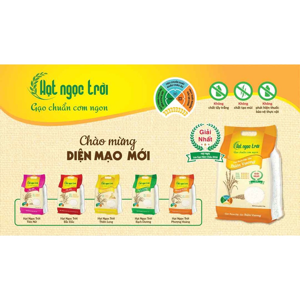 Gạo Hạt Ngọc Trời Bắc Đẩu túi 5kg - gạo lúa tôm