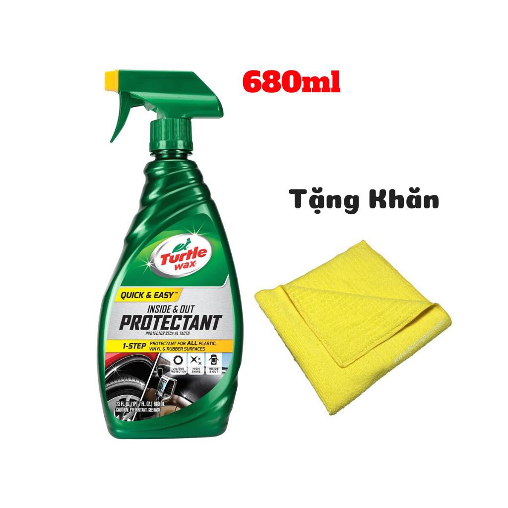 Dung Dịch Xịt Sạch Bóng Nhựa Nhám Bóng Vỏ Cao Su Turtle Wax Protectant Tặng Khăn 680ml