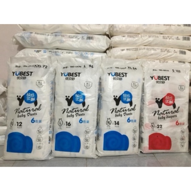 Tã quần/ dán yubest natural S132/M108/L96/Xl84/Xxl72