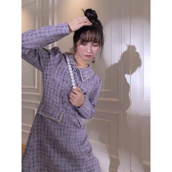 Đầm dạ tweed tiểu thư