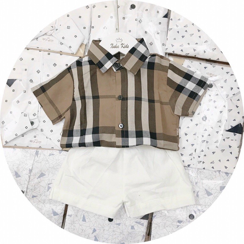 Áo so mi cộc tay bé trai 9-26kg