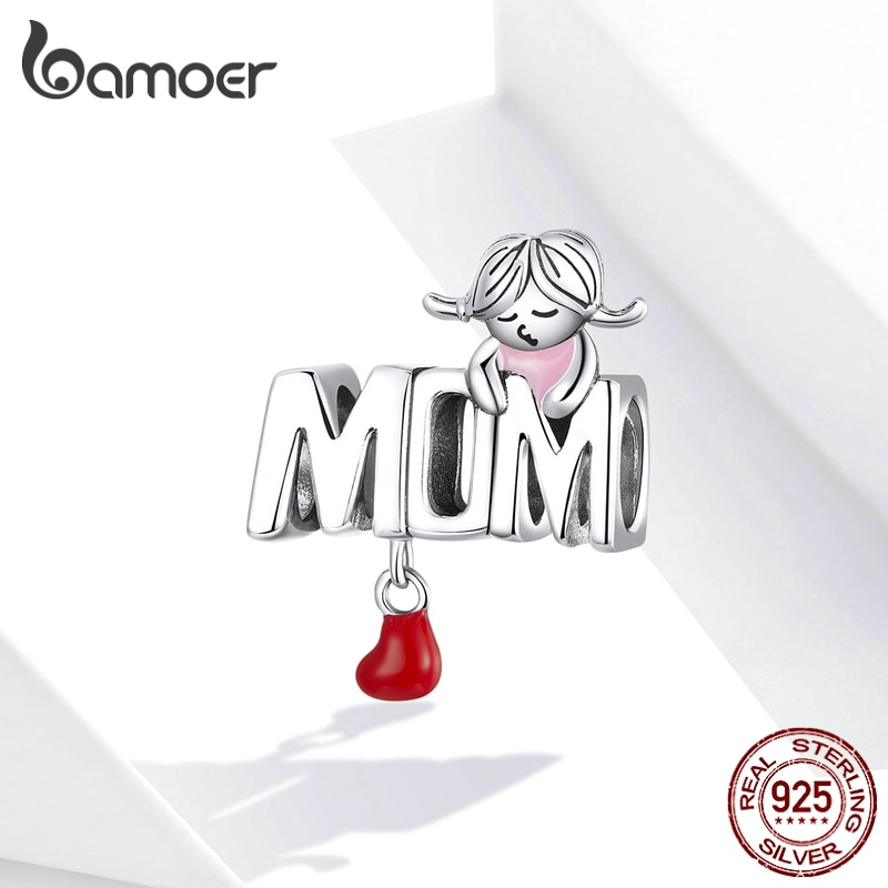 Hạt Charm Bamoer Bằng Kim Loại Hình Chữ Mom Thời Trang Cho Nữ