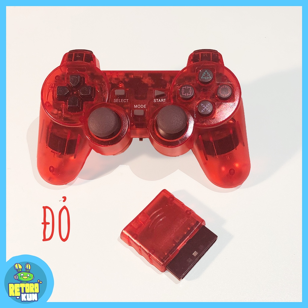 Tay cầm PS2 không dây trong suốt nhiều màu sắc